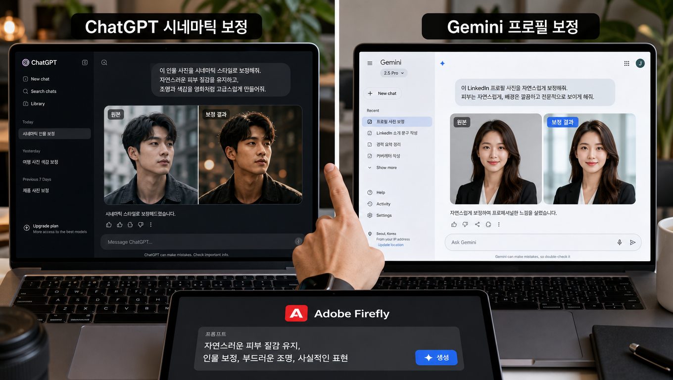 AI 이미지 보정 프롬프트 작성법과 ChatGPT·Gemini·Adobe 도구 활용